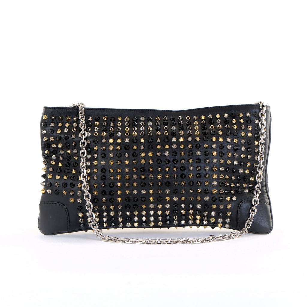 Loubiposh Mixed Metal Spiked Clutch