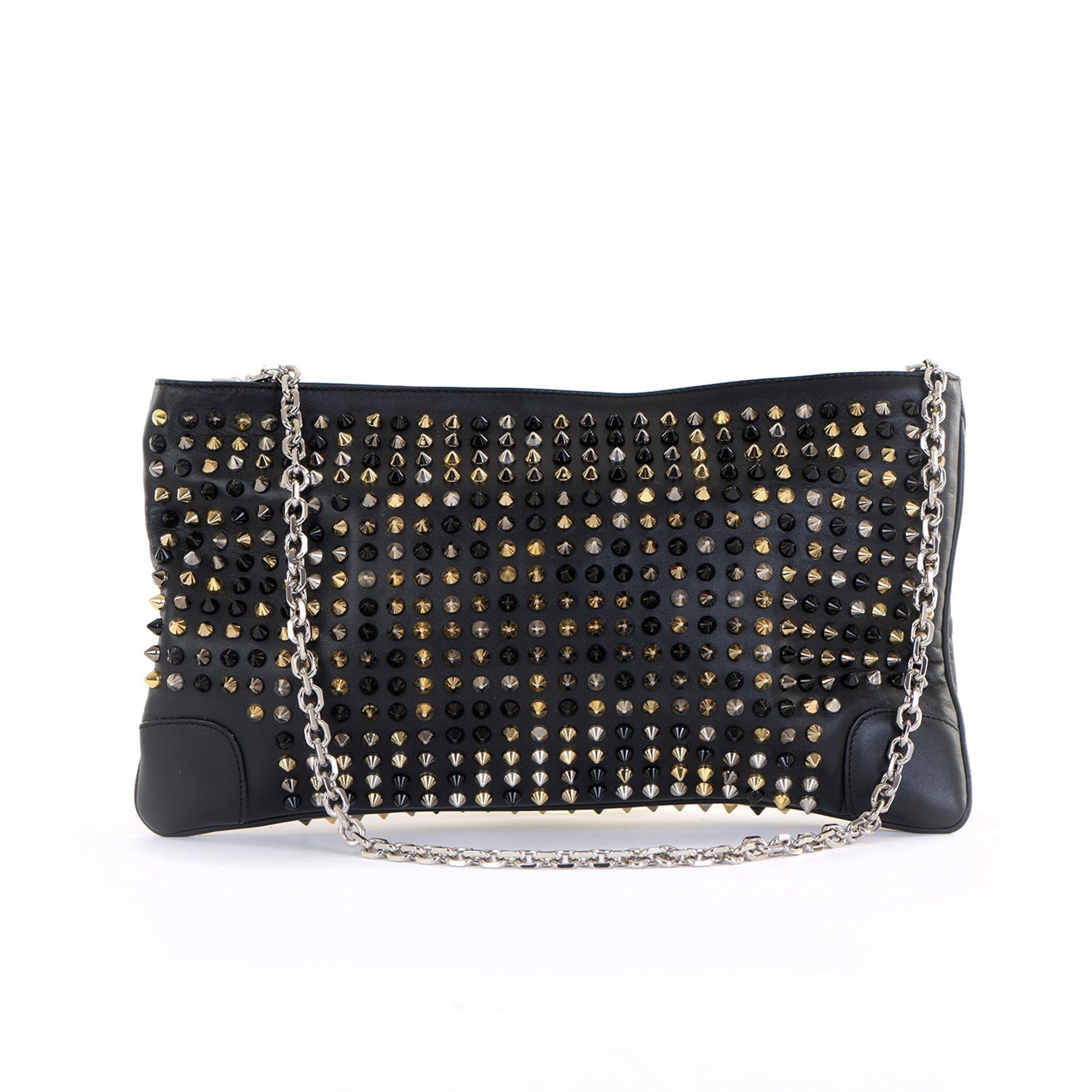 Loubiposh Mixed Metal Spiked Clutch