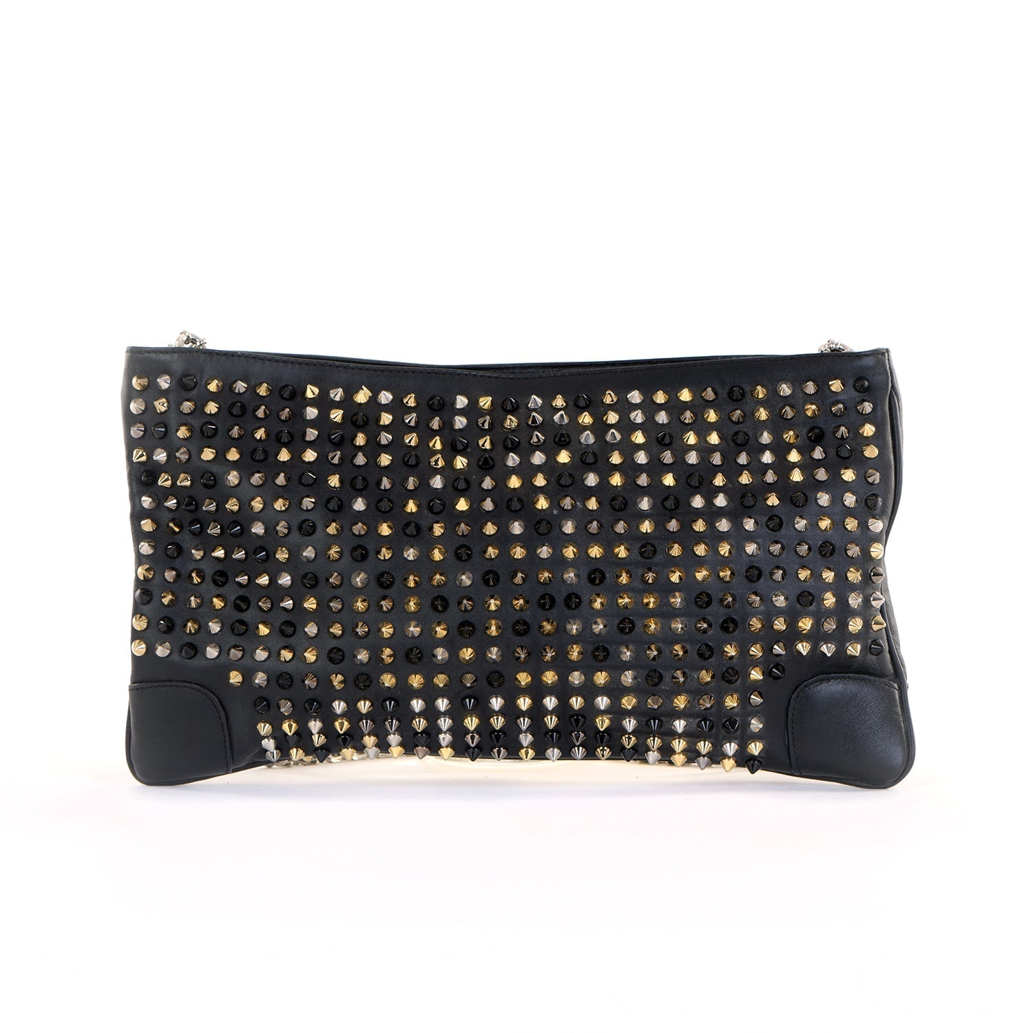 Loubiposh Mixed Metal Spiked Clutch