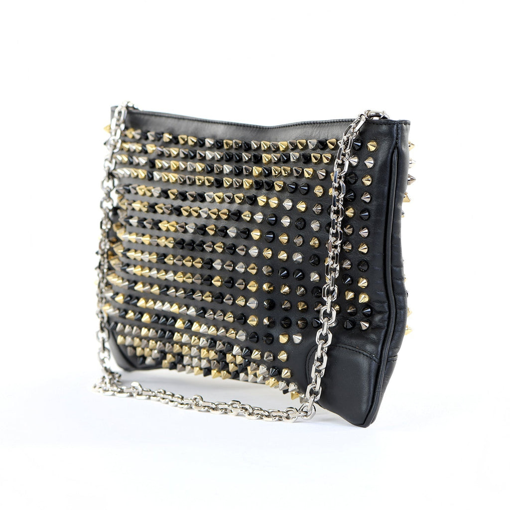 Loubiposh Mixed Metal Spiked Clutch