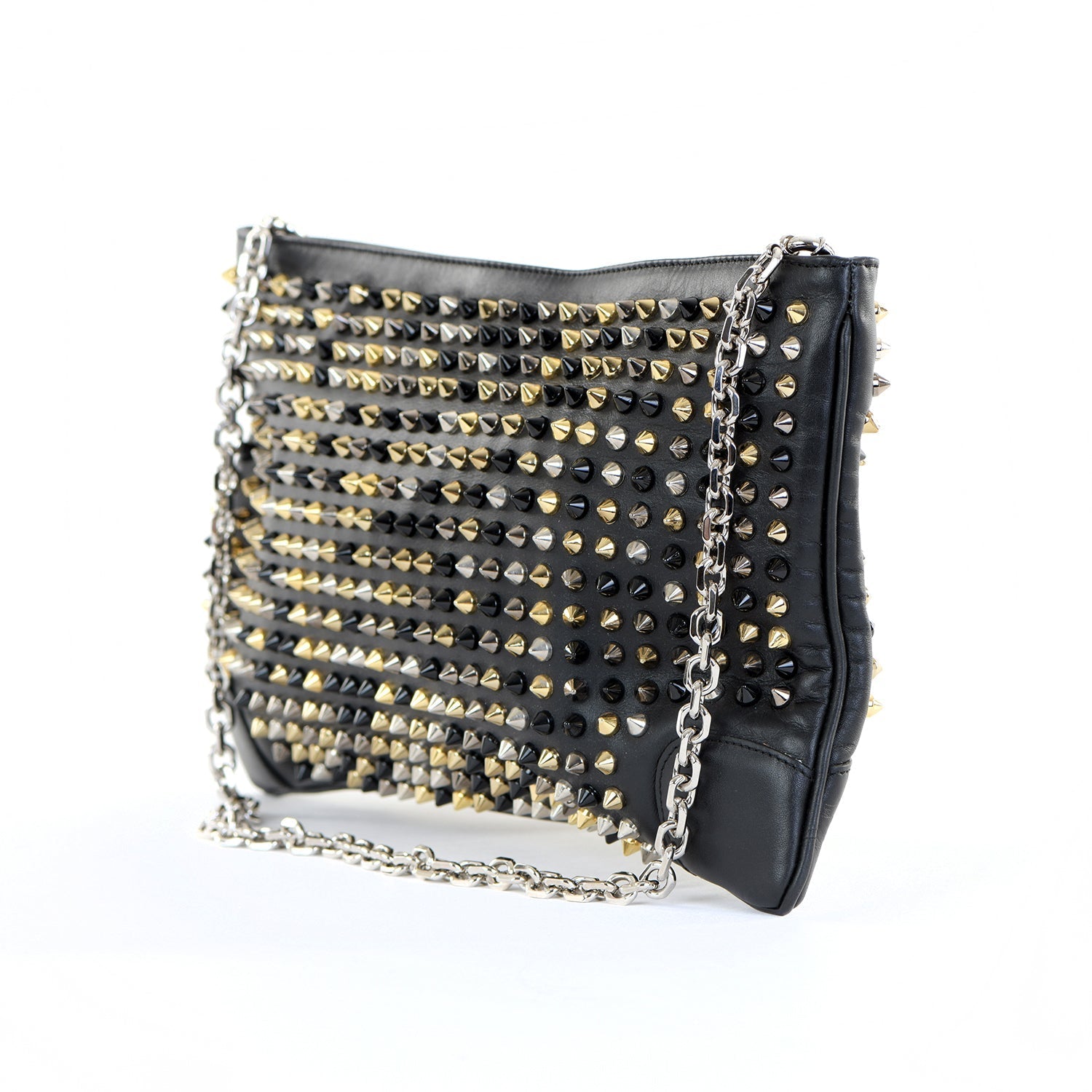 Loubiposh Mixed Metal Spiked Clutch