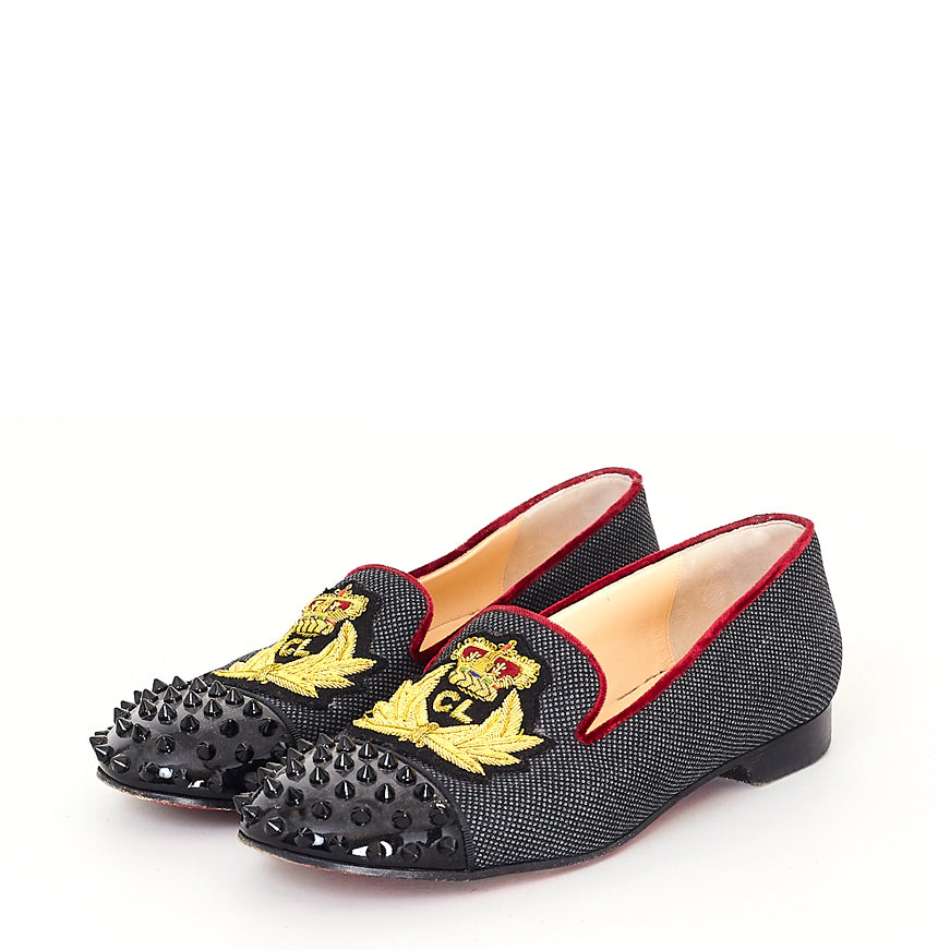 Studded Cap Toe Crest Loafers