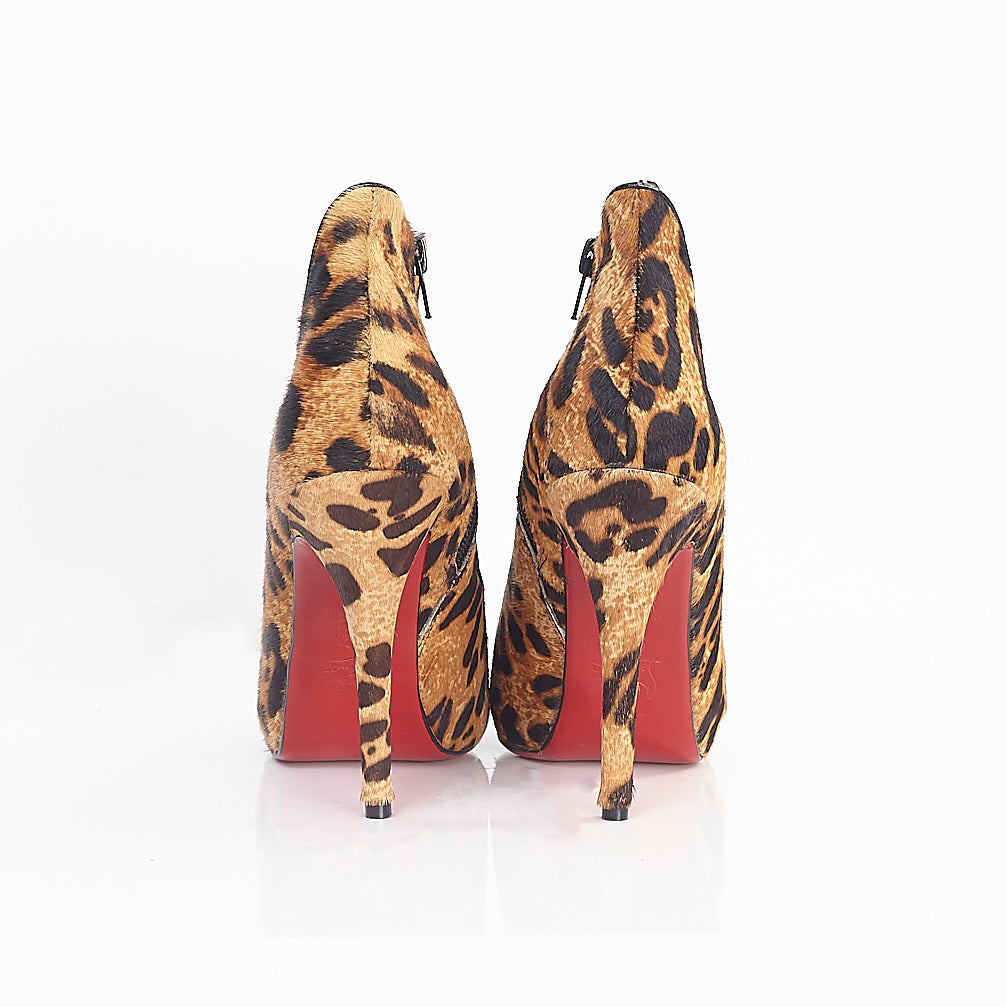 Leopard Pony Hair Ankle Boots