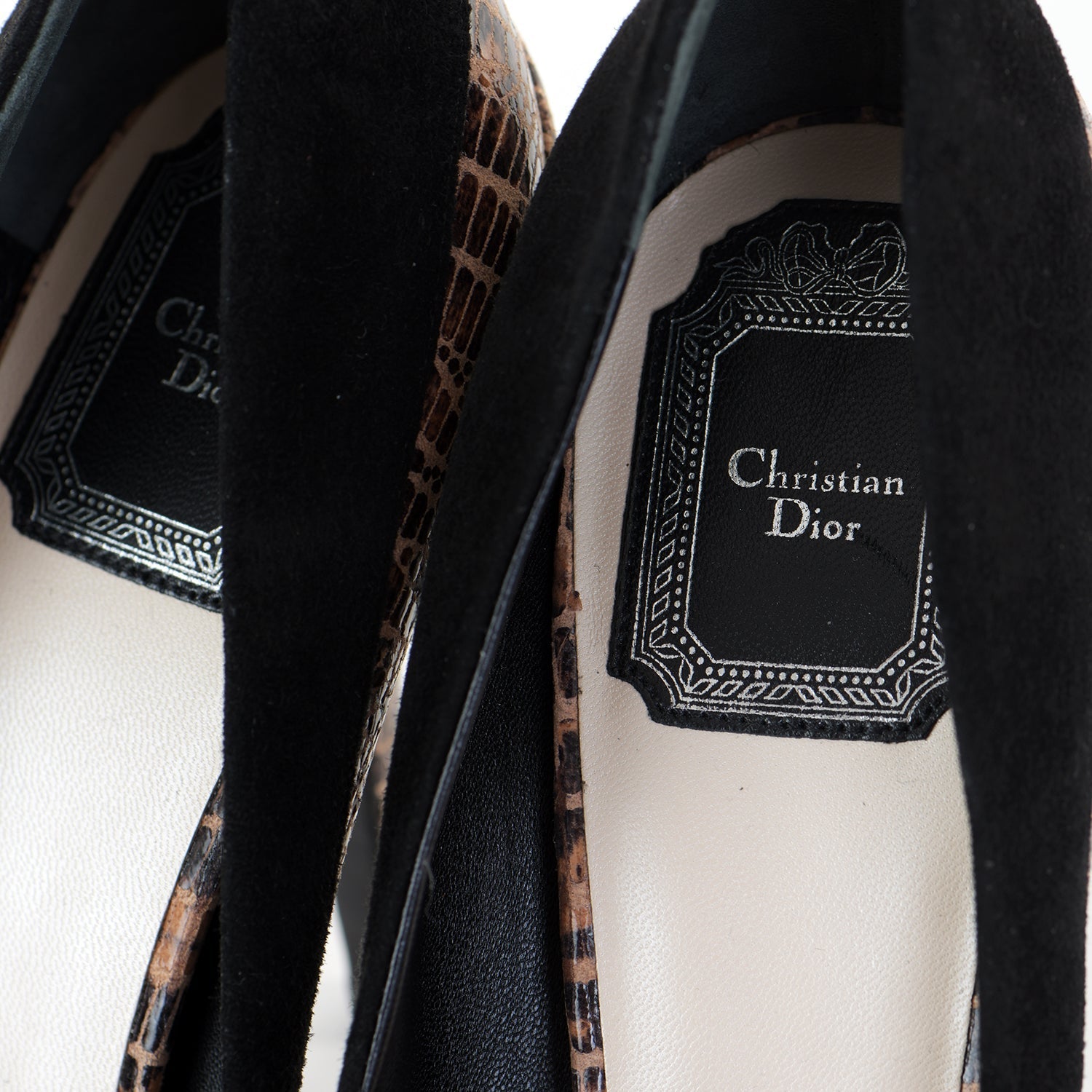 Snakeskin Suede Trim Platform Pumps