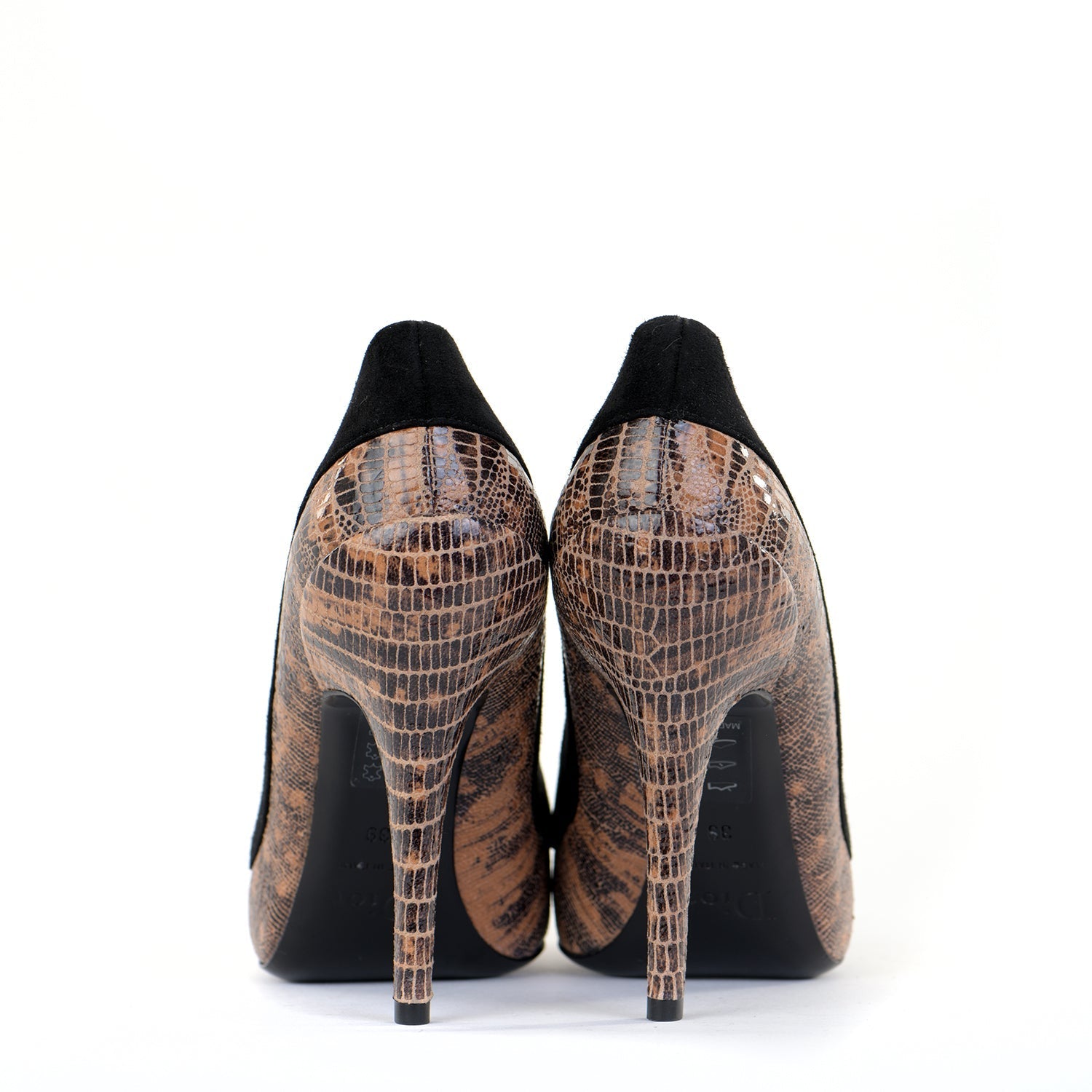 Snakeskin Suede Trim Platform Pumps
