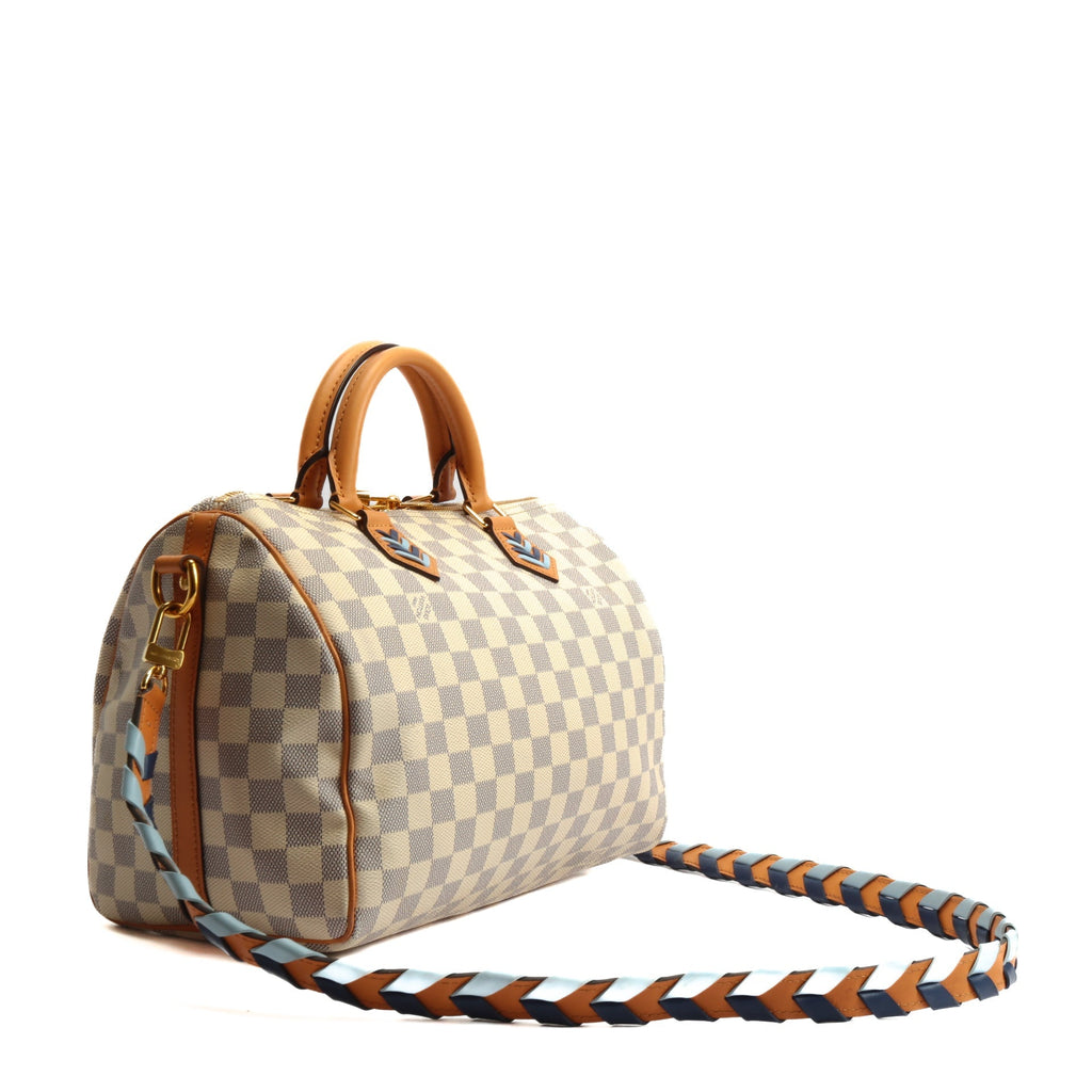 LOUIS VUITTON Speedy 30 Bandoulier Braided Damier Azur