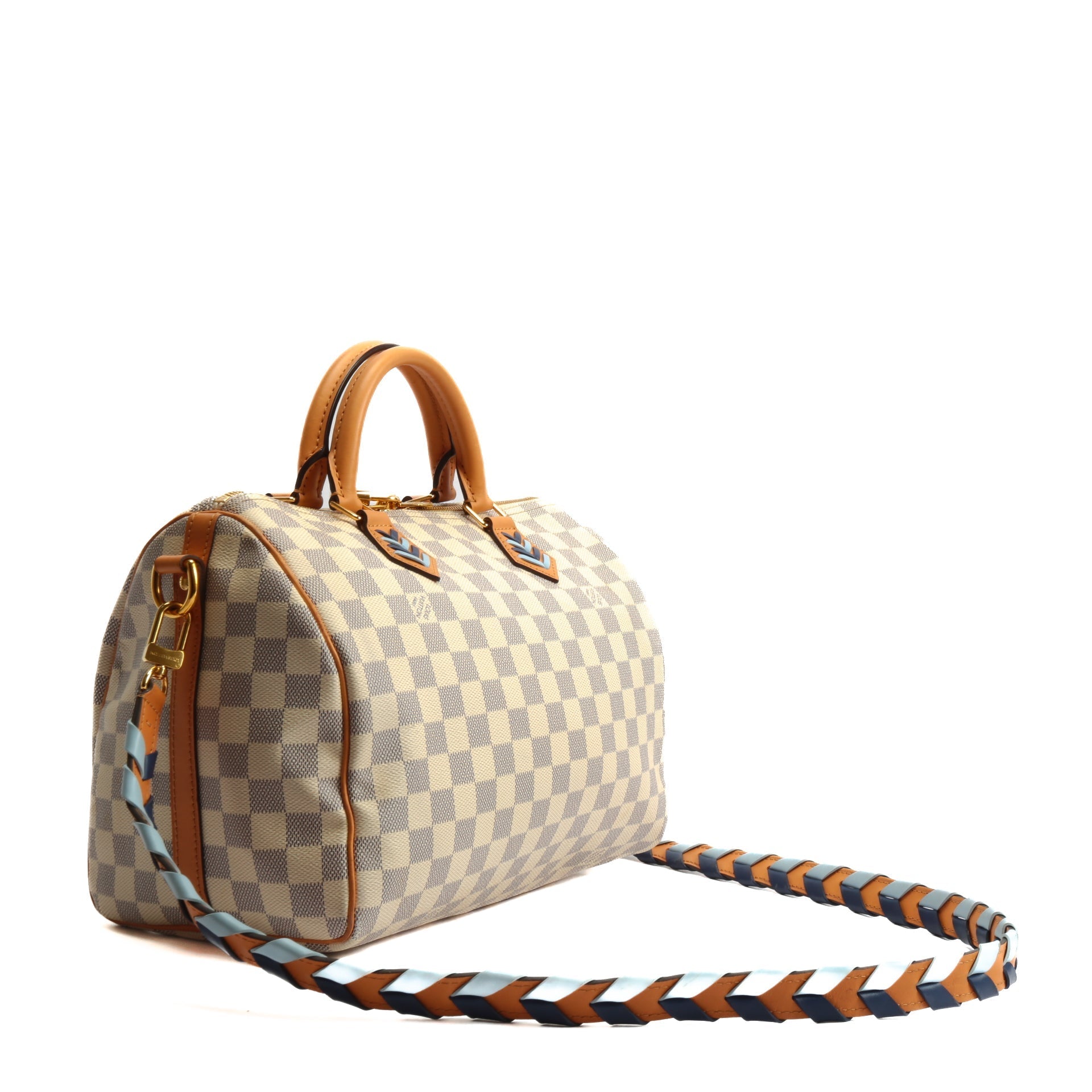 LOUIS VUITTON Speedy 30 Bandoulier Braided Damier Azur