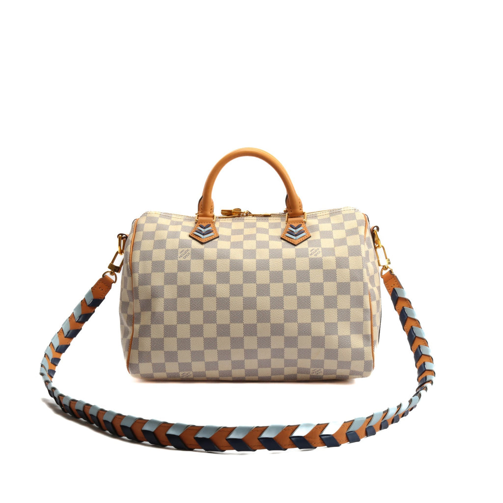 LOUIS VUITTON Speedy 30 Bandoulier Braided Damier Azur