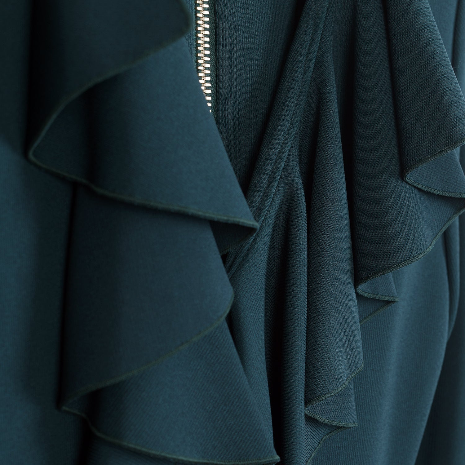 Green Long Sleeve Ruffle Dress