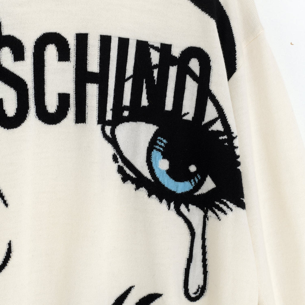 White Pop Art Knitted Sweater