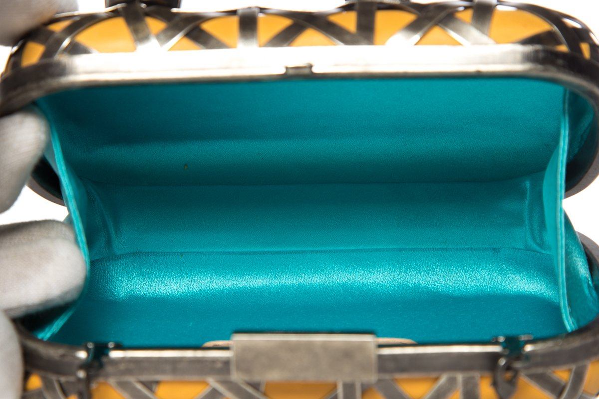 Corto Moltedo Yellow Leather& Crystal Clutch