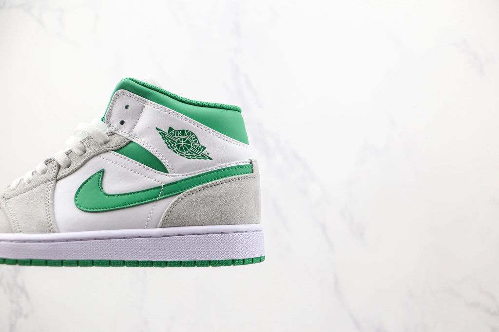 Designer Air Jordan 1 Green Grey Mid High Q ( Customs And Box ), Jordan 1 Sneakers Active