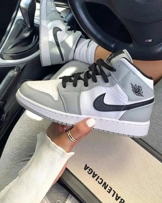 Designer Jordan 1 Mid Ã¢â‚¬Å“Light Smoke GreyÃ¢â‚¬Â High Q ( Customs And Box ), Jordan 1 Sneakers FREE SHIPPING