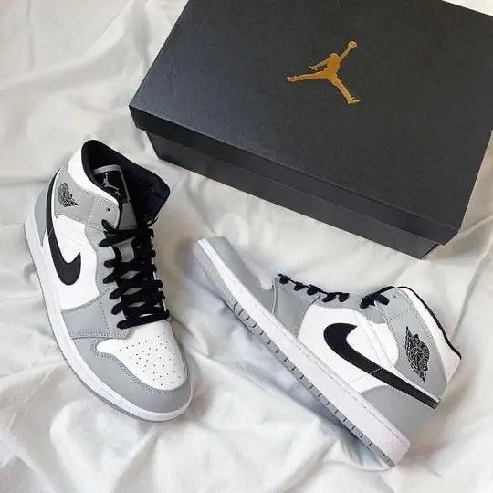 Designer Jordan 1 Mid Ã¢â‚¬Å“Light Smoke GreyÃ¢â‚¬Â High Q ( Customs And Box ), Jordan 1 Sneakers FREE SHIPPING