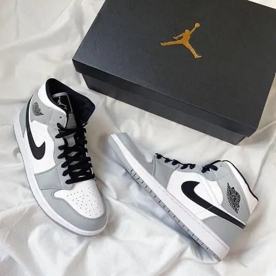 Designer Jordan 1 Mid Ã¢â‚¬Å“Light Smoke GreyÃ¢â‚¬Â High Q ( Customs And Box ), Jordan 1 Sneakers FREE SHIPPING