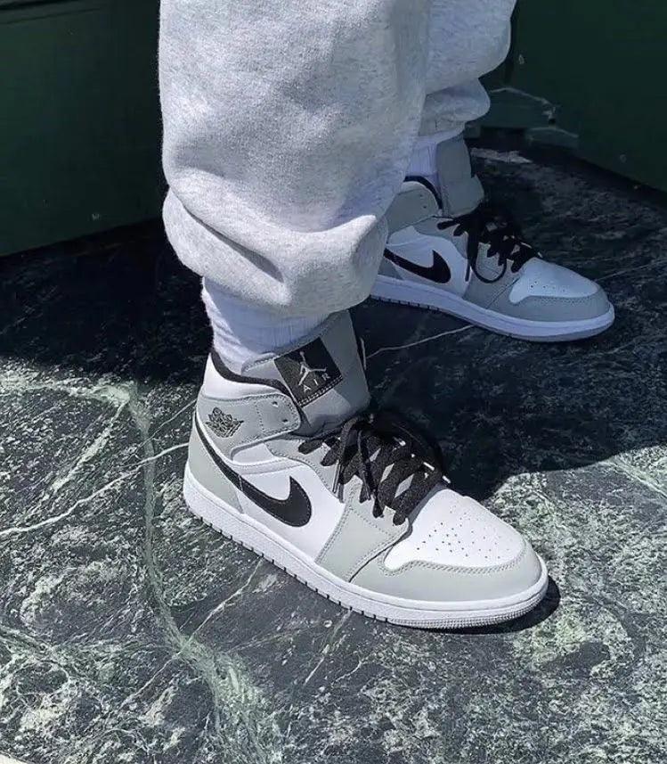 Designer Jordan 1 Mid Ã¢â‚¬Å“Light Smoke GreyÃ¢â‚¬Â High Q ( Customs And Box ), Jordan 1 Sneakers FREE SHIPPING