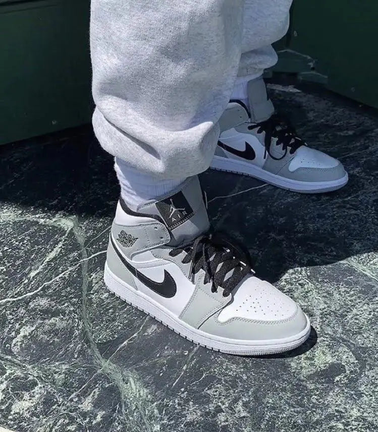 Designer Jordan 1 Mid Ã¢â‚¬Å“Light Smoke GreyÃ¢â‚¬Â High Q ( Customs And Box ), Jordan 1 Sneakers FREE SHIPPING