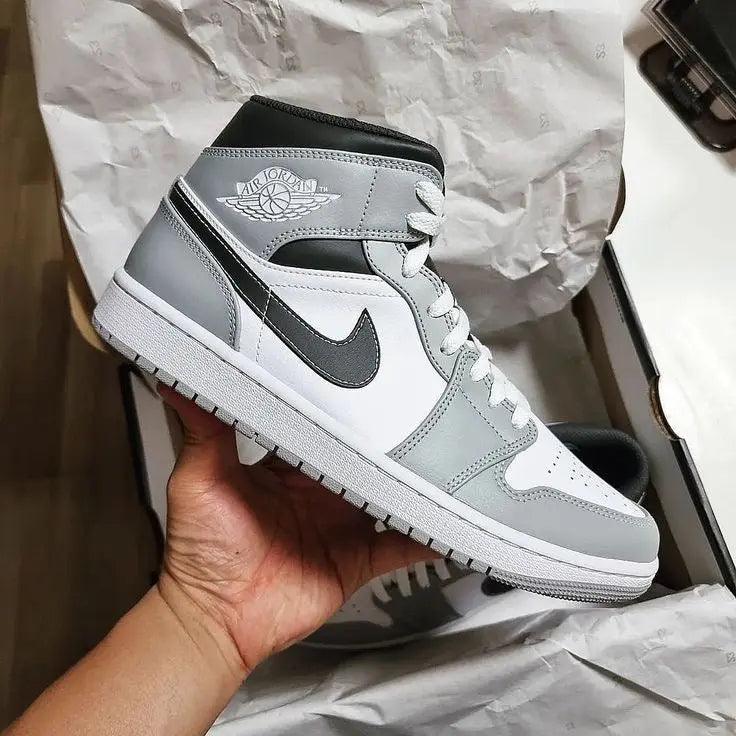 Designer Jordan 1 Mid Ã¢â‚¬Å“Light Smoke GreyÃ¢â‚¬Â High Q ( Customs And Box ), Jordan 1 Sneakers FREE SHIPPING