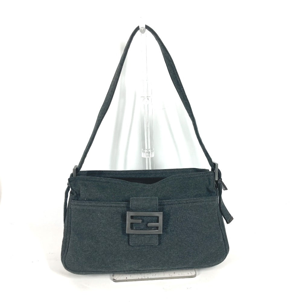 FENDI Shoulder Bag Jersey gray Mamma Bucket logo