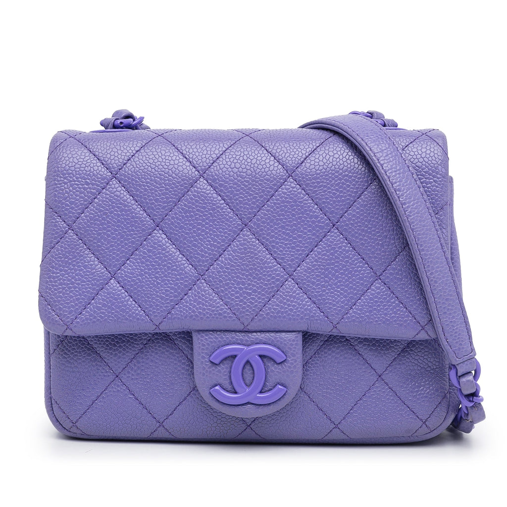 Chanel Incognito Flap Bag Mini Square Purple Caviar
