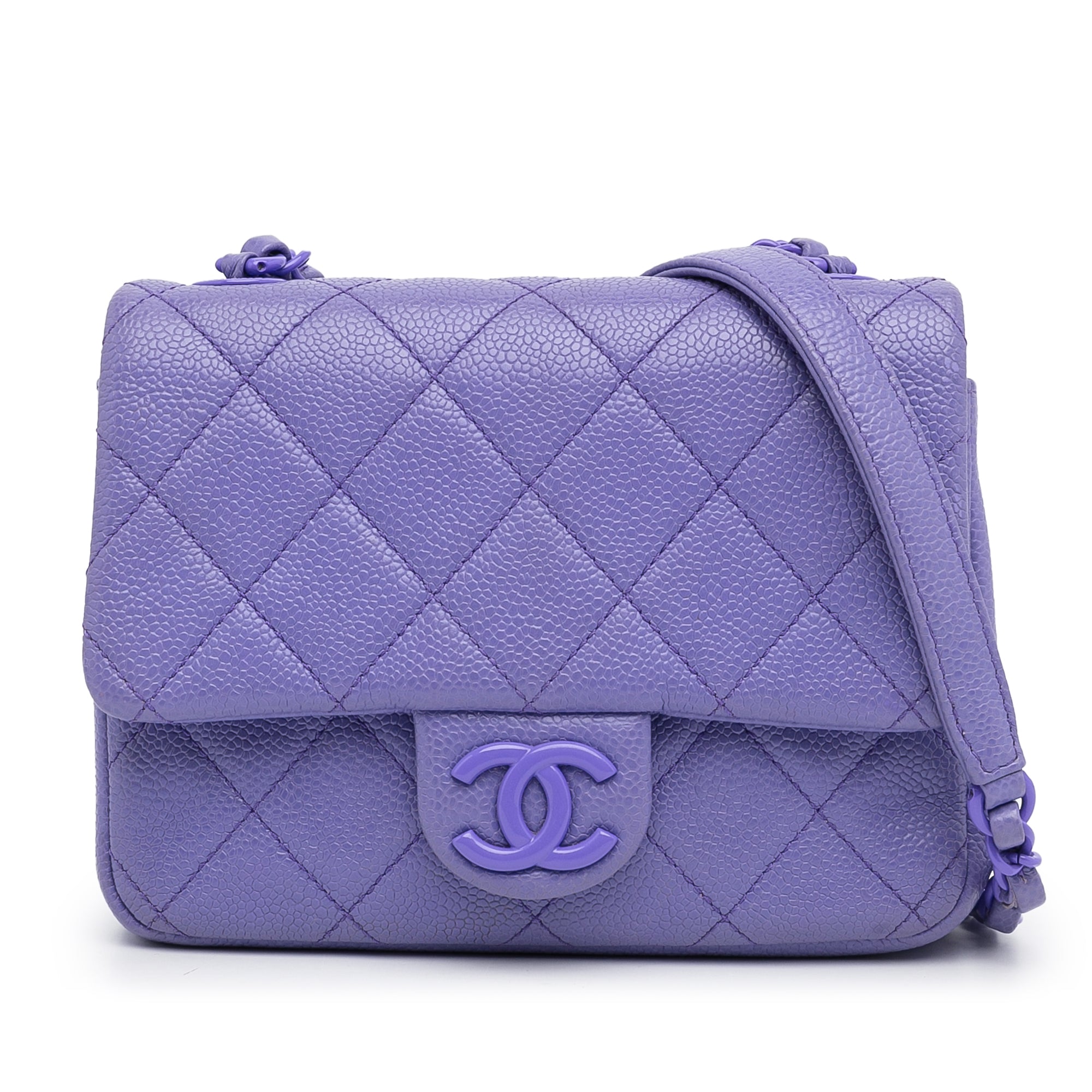 Chanel Incognito Flap Bag Mini Square Purple Caviar