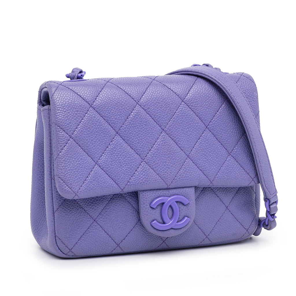 Chanel Incognito Flap Bag Mini Square Purple Caviar