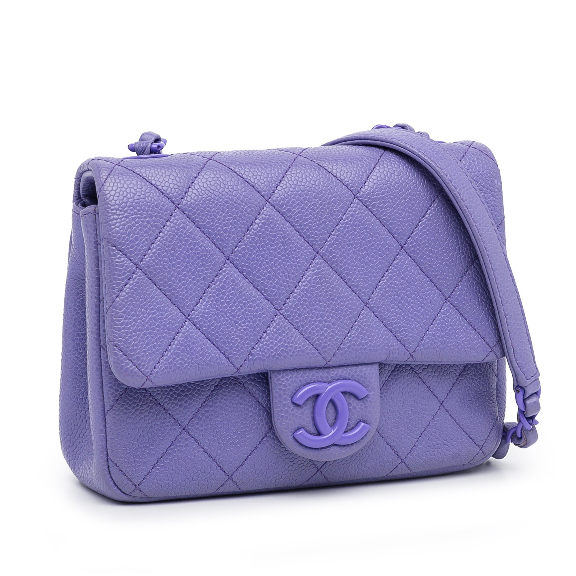 Chanel Incognito Flap Bag Mini Square Purple Caviar