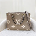 LV Onthego PM in Tourterelle (Grey) / Creme Giant Monogram Empreinte Leather and GHW