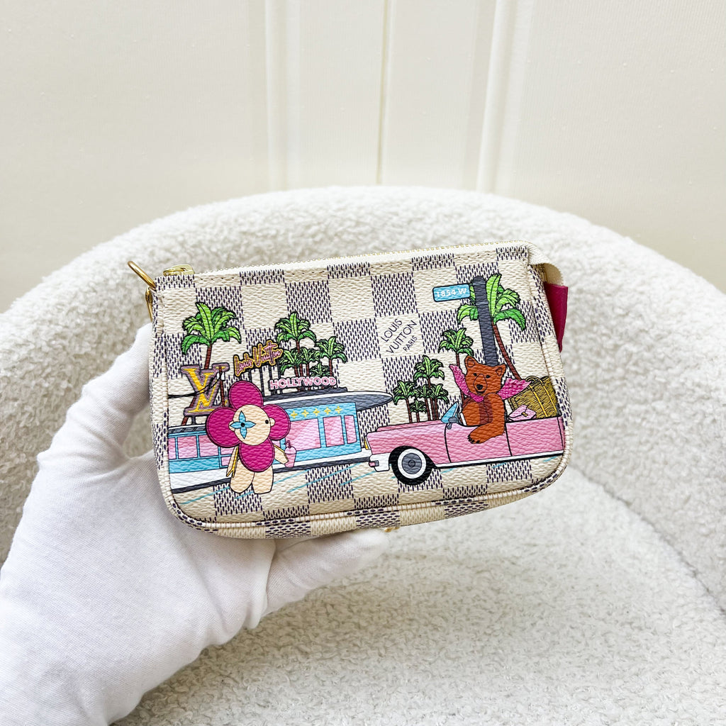LV Mini Pochette Accessoires in Christmas 2021 Animation in Damier Azur Canvas GHW