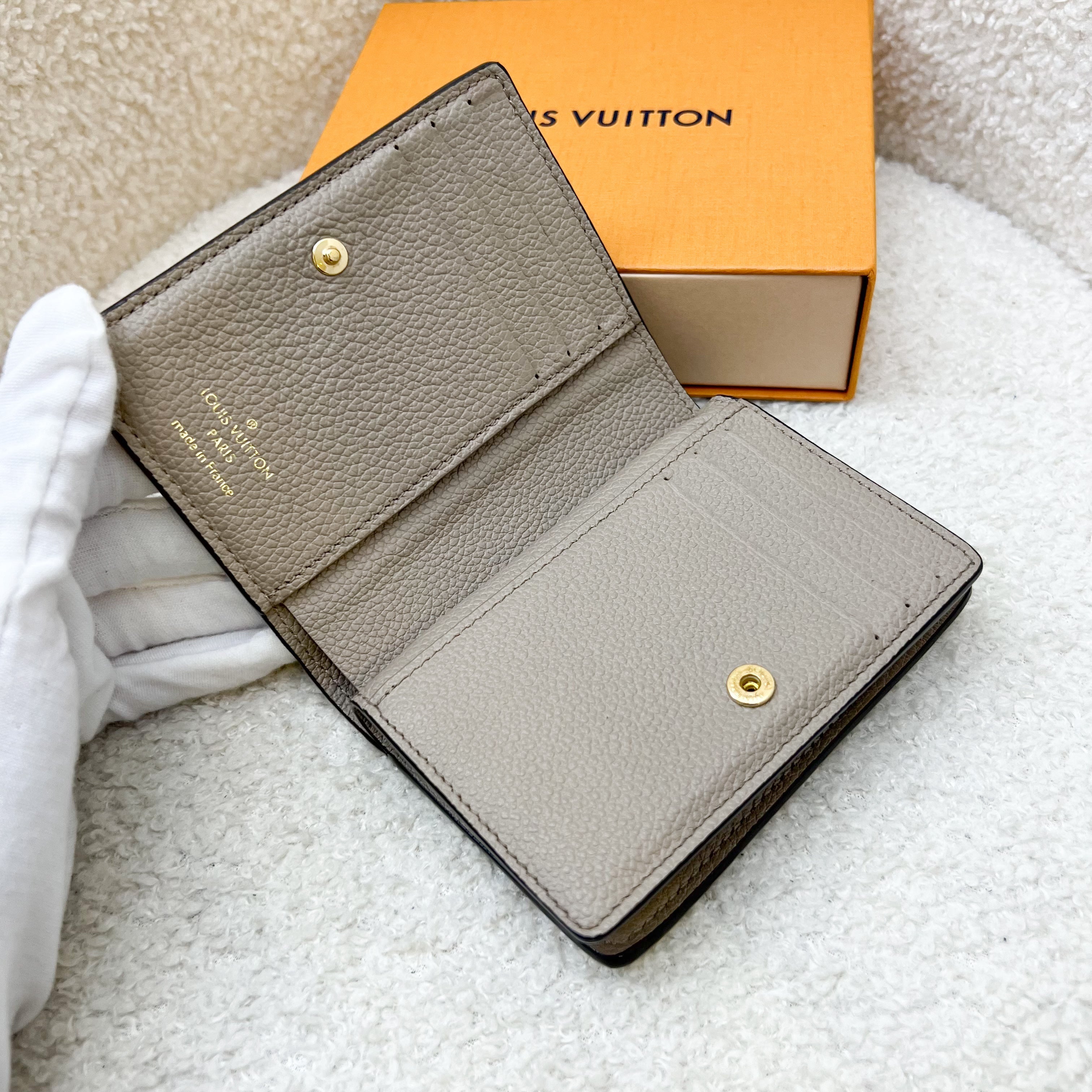 LV Clea Compact Wallet in in Tourterelle Monogram Empreinte Leather and GHW