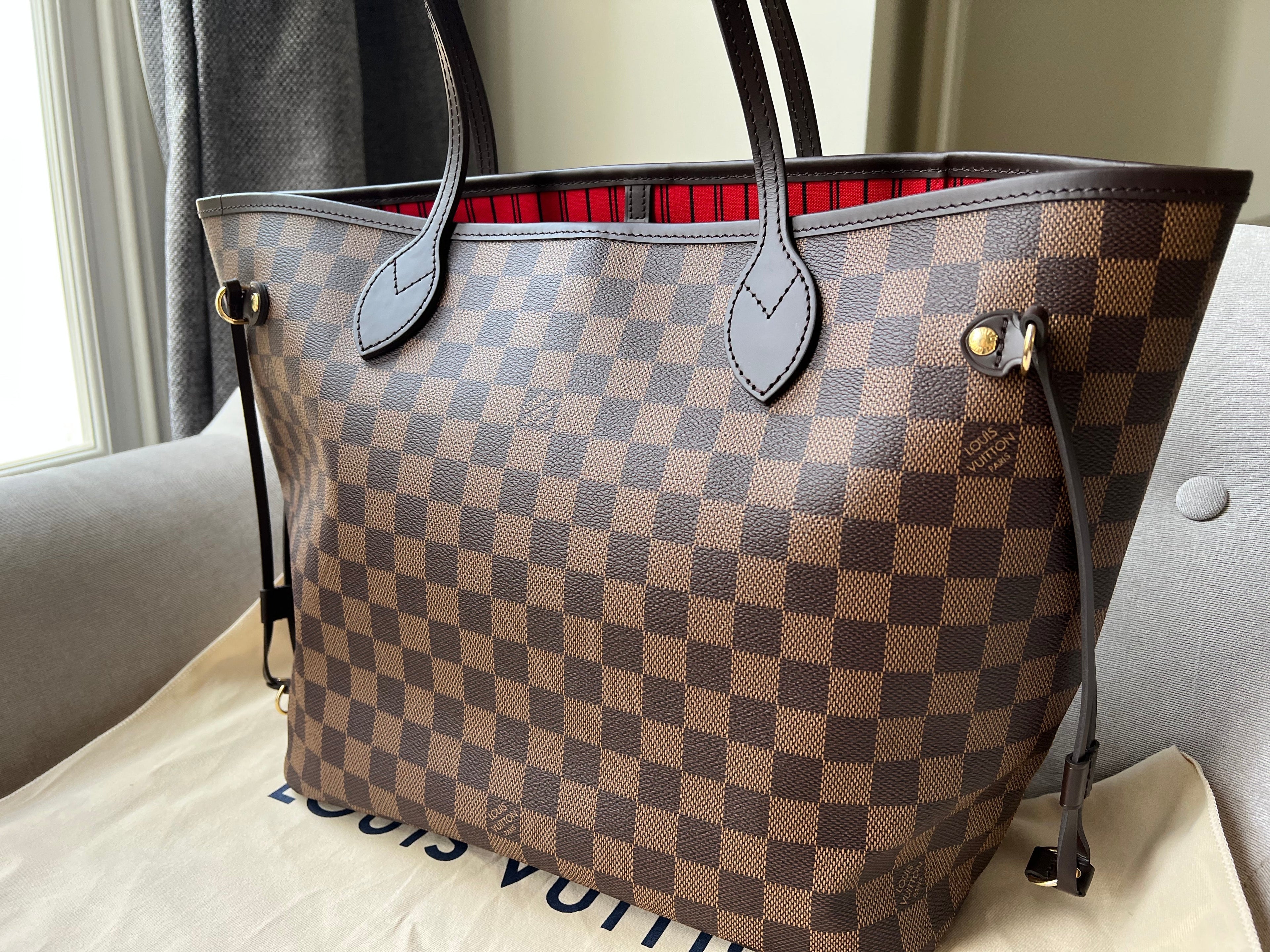 Louis Vuitton Neverfull MM Damier Ebene Cherry Interior (RRP £1,410)