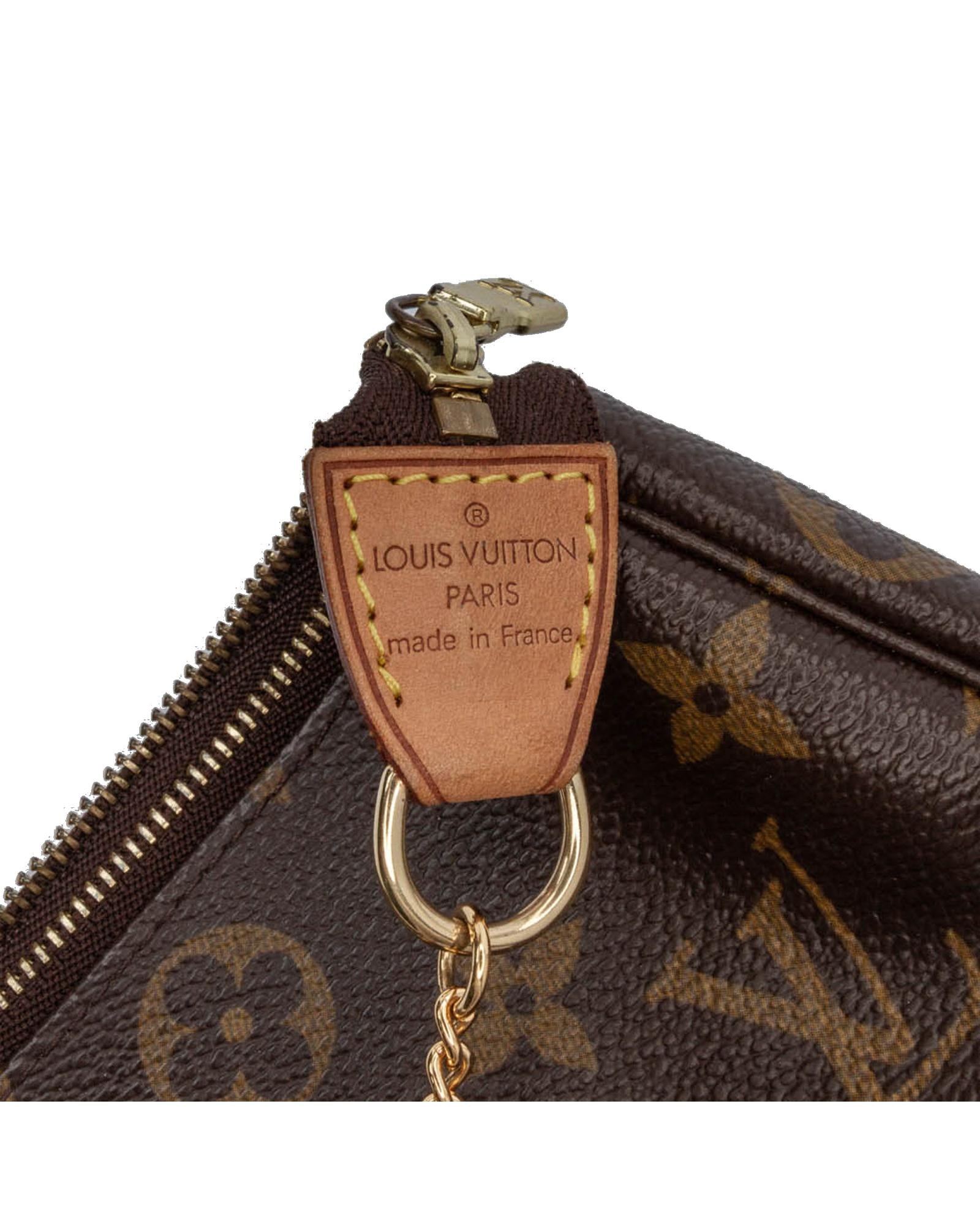 Monogram Canvas Mini Pochette with Chain Handle and Top Zip Closure