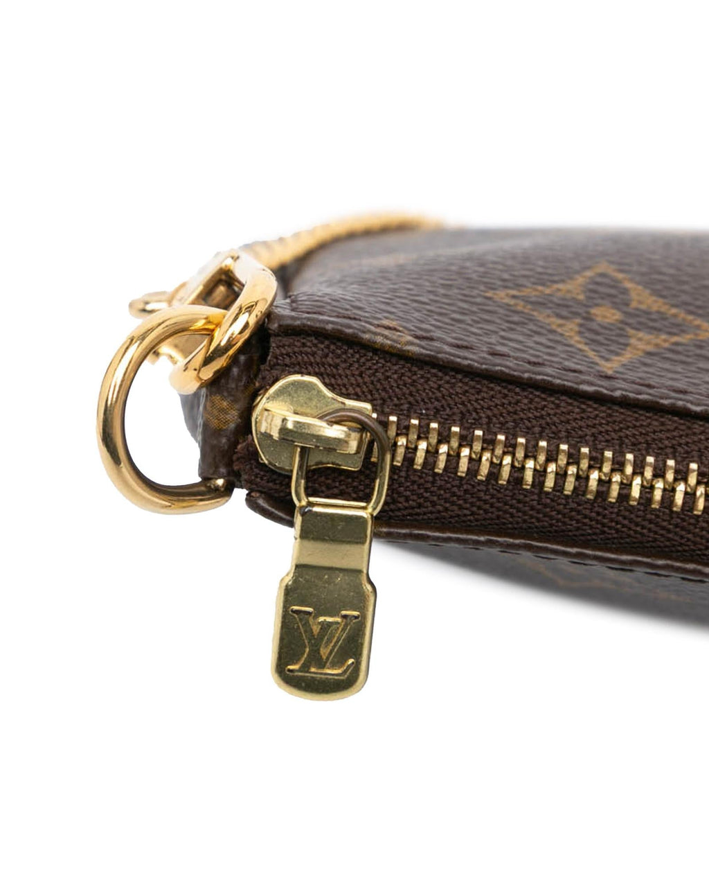 Monogram Canvas Mini Pochette with Chain Handle and Top Zip Closure