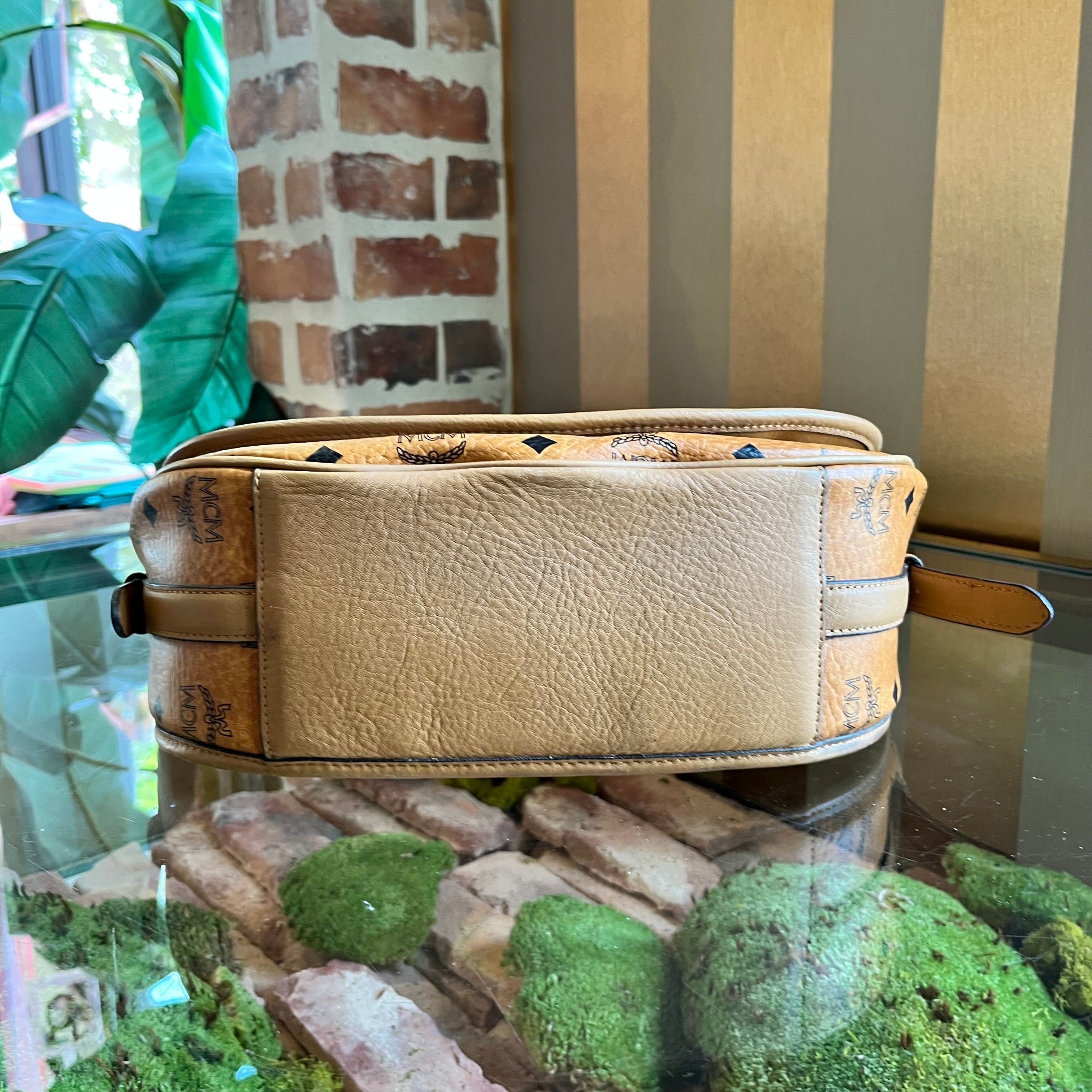 MCM Cognac Visetos Canvas Crossbody Bag