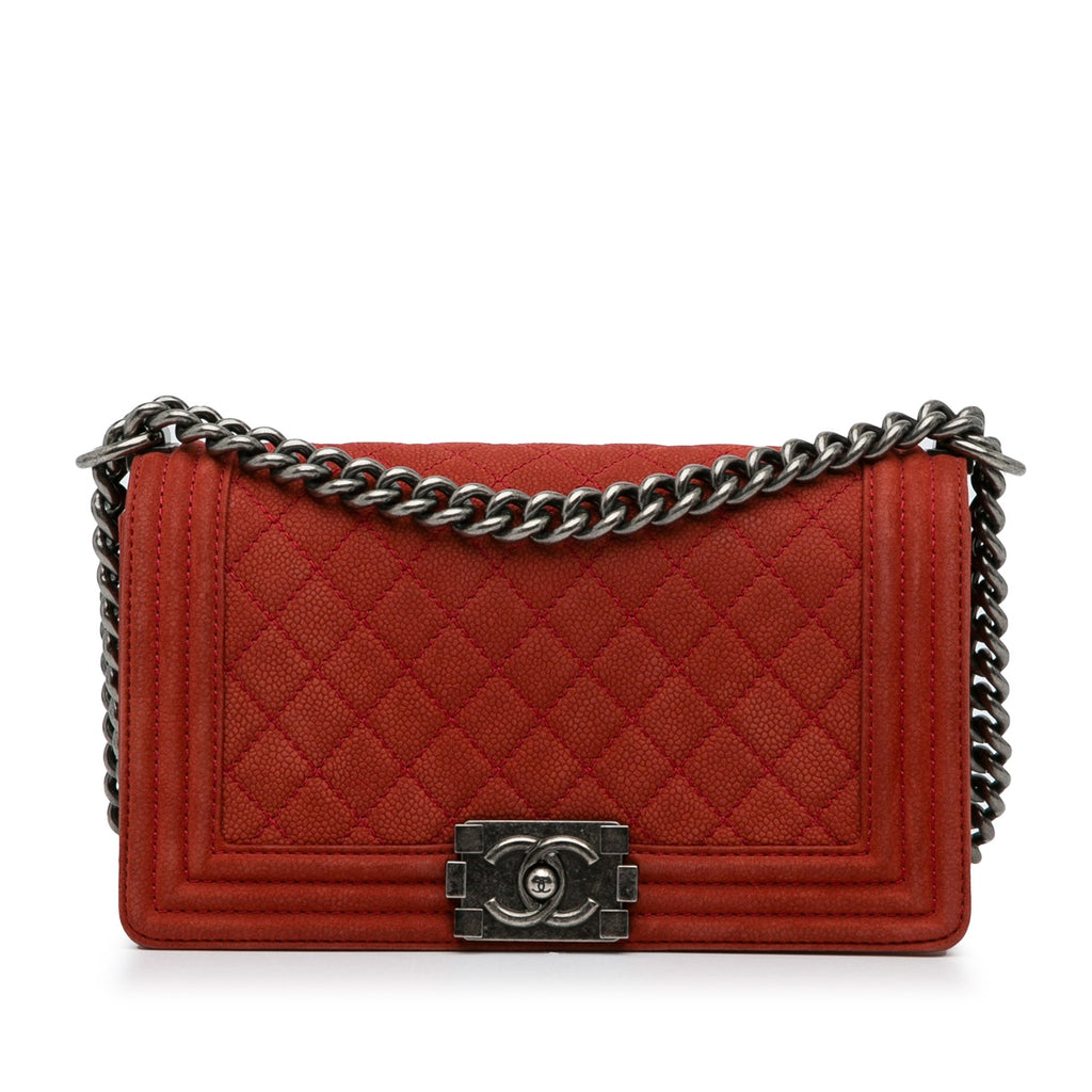 Chanel Boy Flap Large Red Caviar Ruthenium