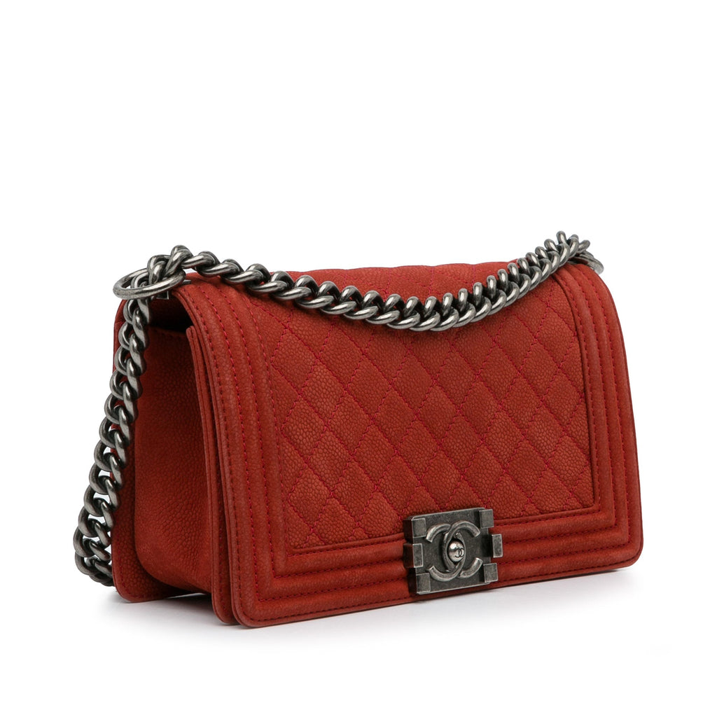 Chanel Boy Flap Large Red Caviar Ruthenium