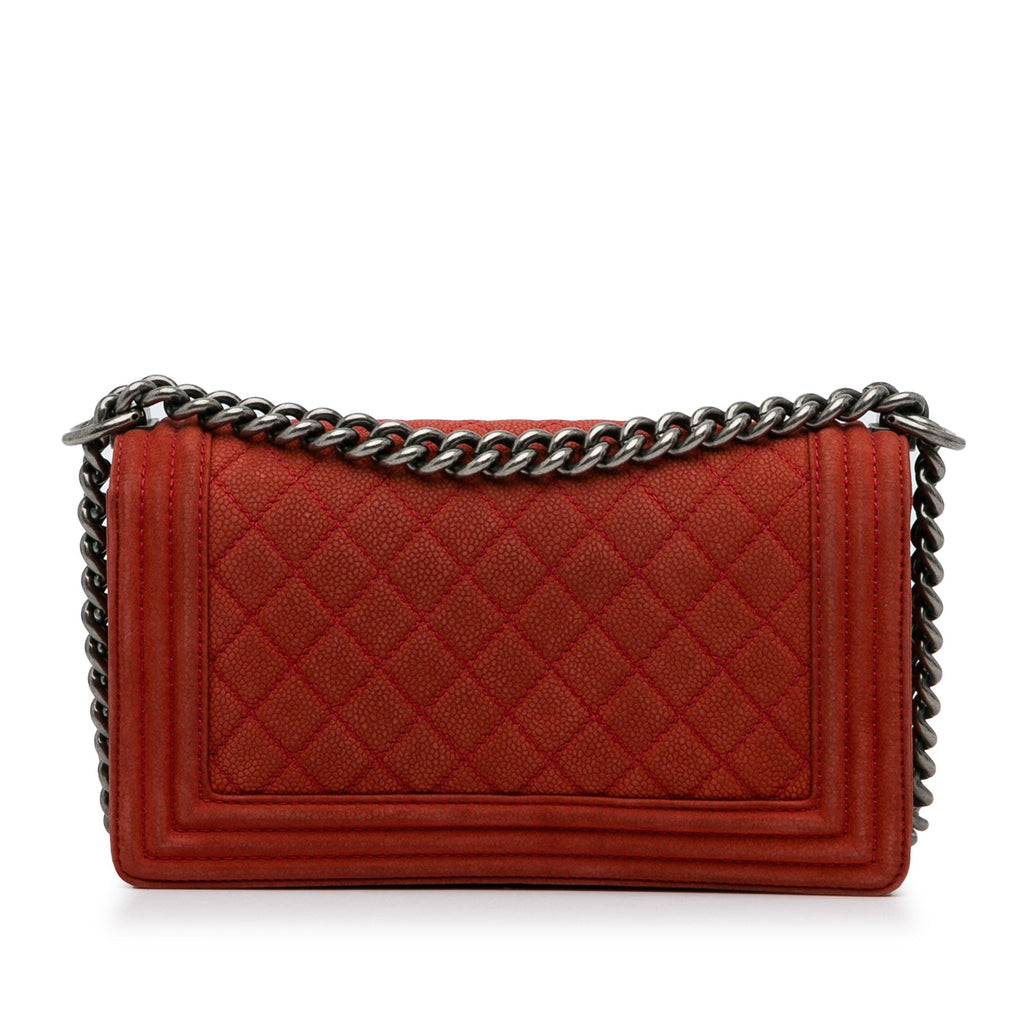 Chanel Boy Flap Large Red Caviar Ruthenium