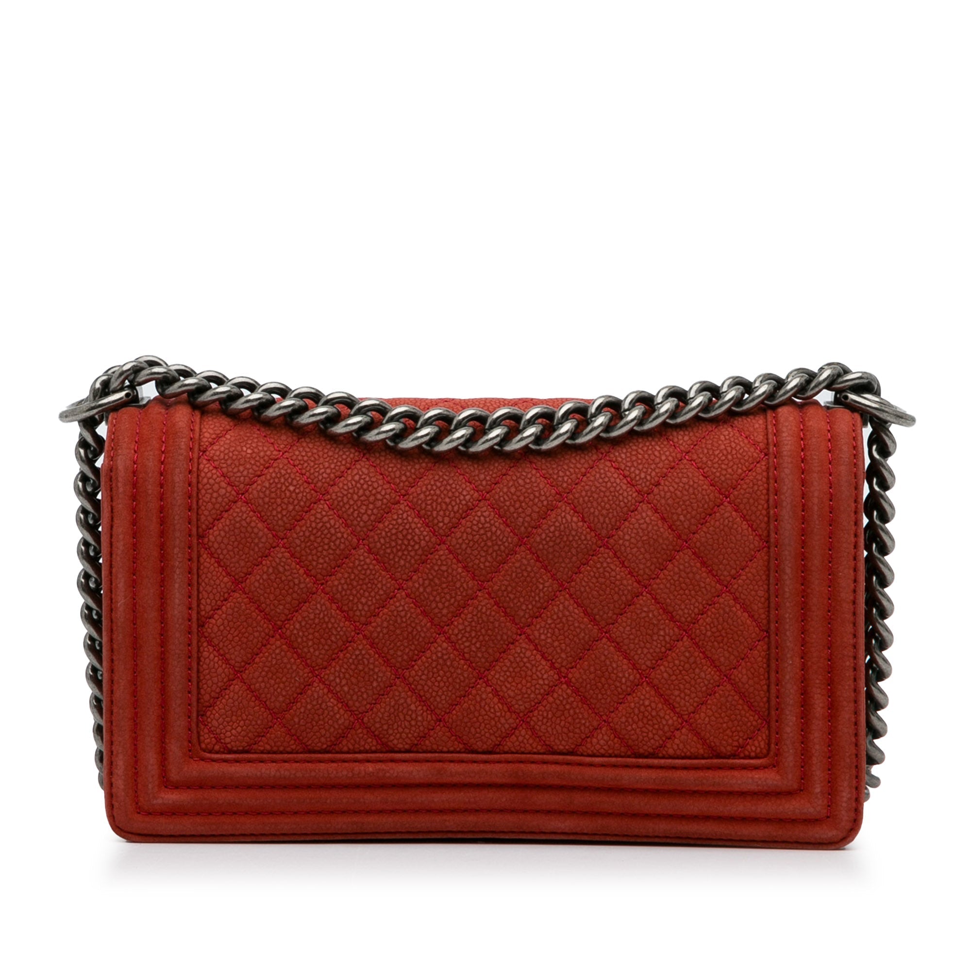 Chanel Boy Flap Large Red Caviar Ruthenium