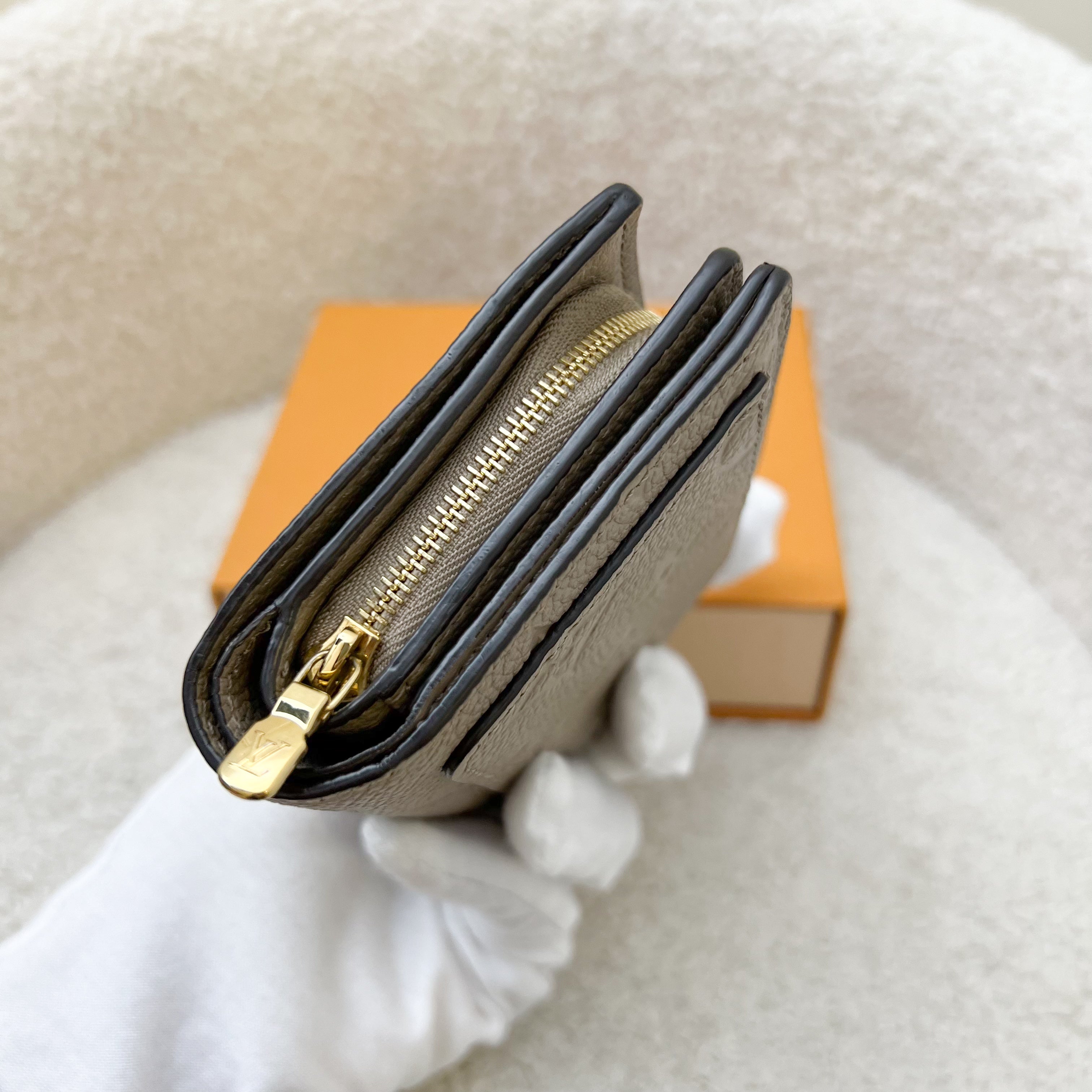 LV Clea Compact Wallet in in Tourterelle Monogram Empreinte Leather and GHW