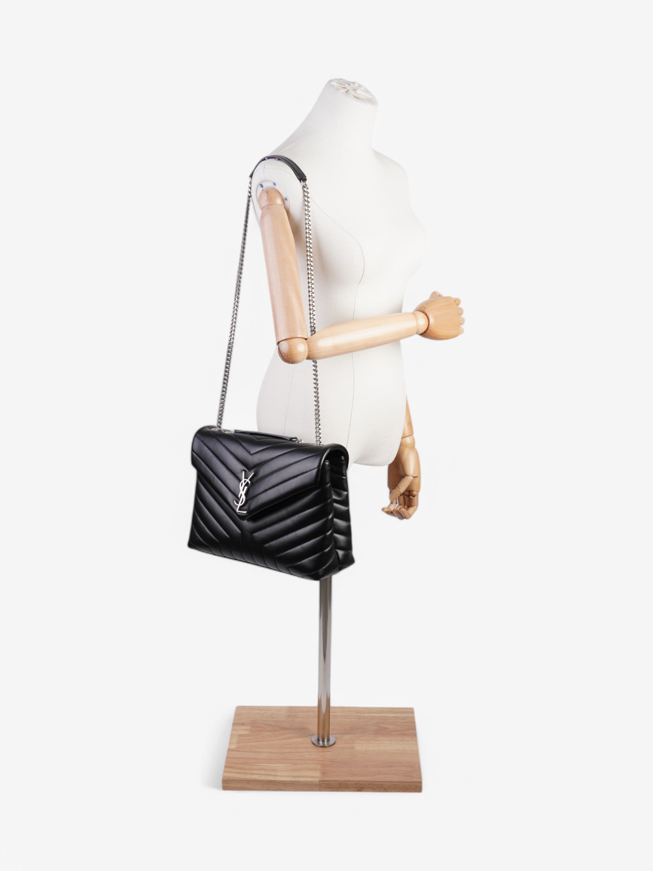 Saint Laurent Lou Lou Black Lambskin Leather Large
