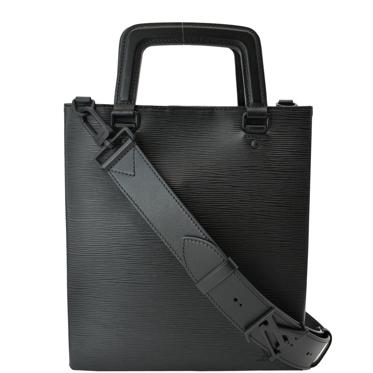 LOUIS VUITTON Petit Sac Plat Epi Leather Crossbody Bag Black
