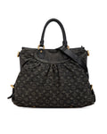 Monogram Denim Neo Cabby GM with Leather Trim and Top Zip Closure