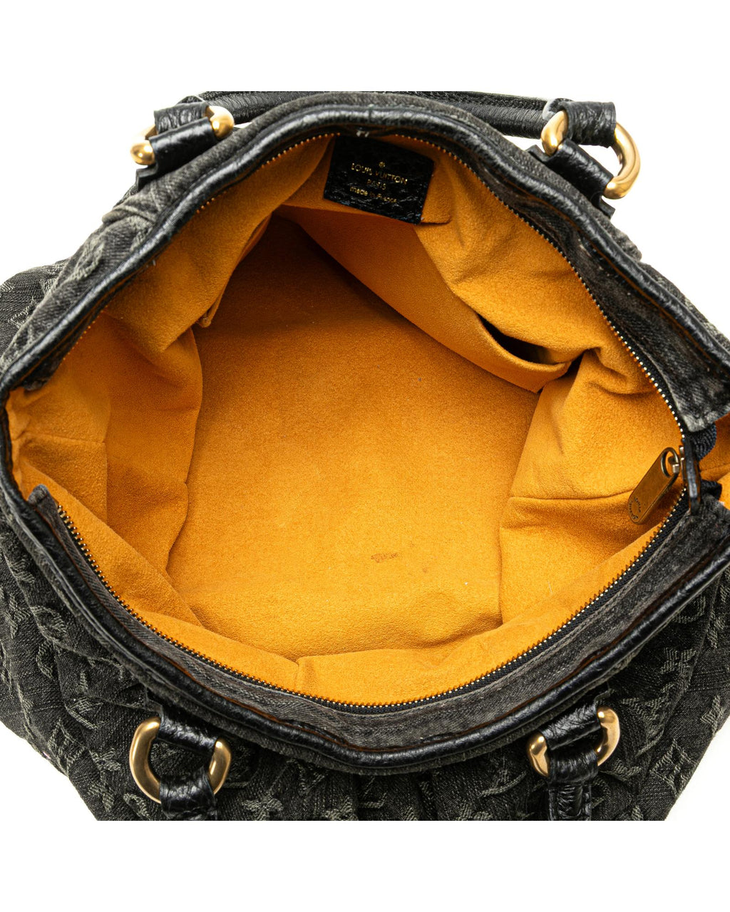 Monogram Denim Neo Cabby GM with Leather Trim and Top Zip Closure