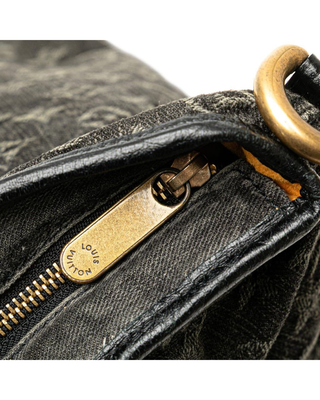 Monogram Denim Neo Cabby GM with Leather Trim and Top Zip Closure