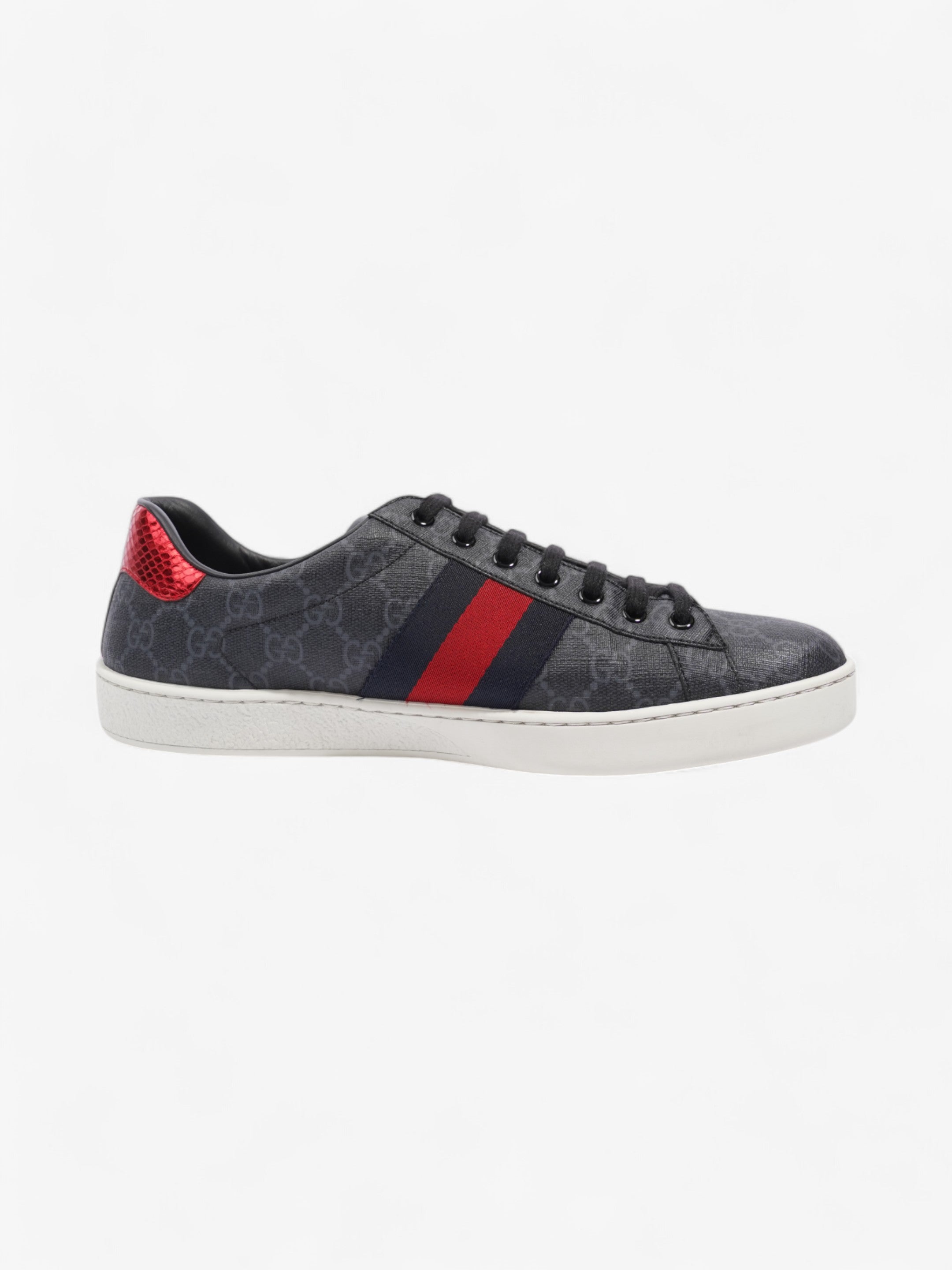 Gucci Ace GG Supreme Sneakers Black / Red / Navy Canvas EU 43.5 UK 9.5