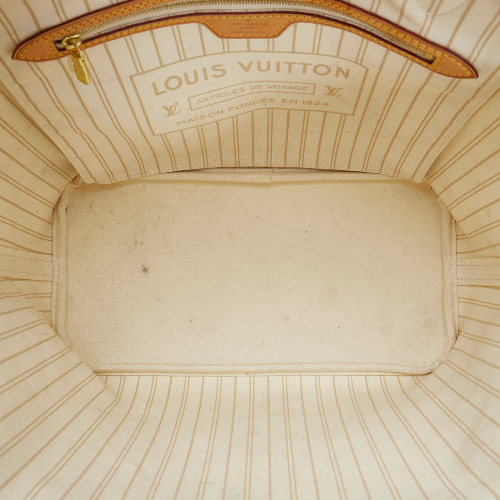 White Louis Vuitton Damier Azur Neverfull MM Tote Bag