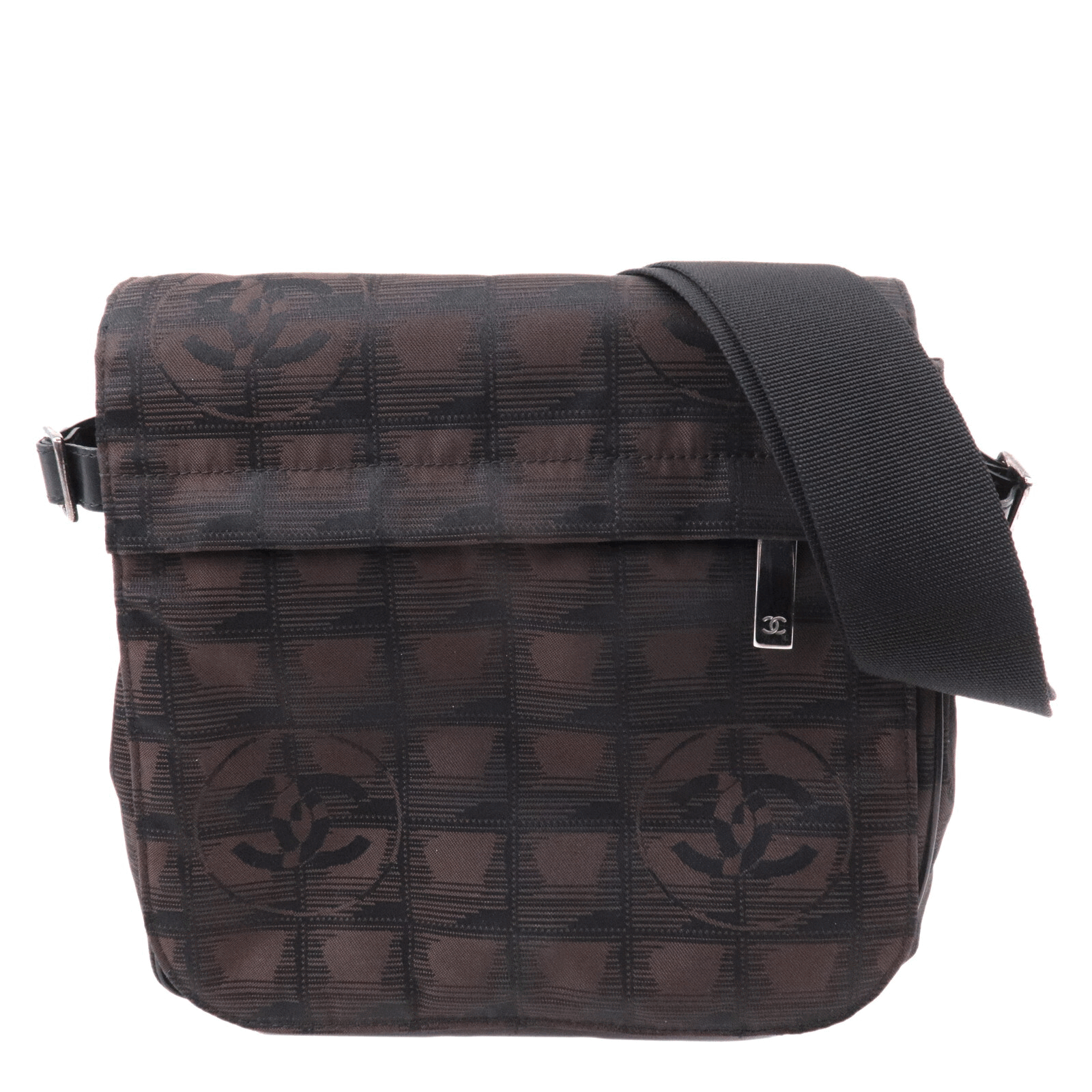 CHANEL New Travel Line Nylon Jacquard Leather Shoulder Bag A29347