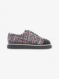 Chanel Tweed Faux Pearl Lace Up Multicolour  / Black Tweed EU 39.5 UK 6.5