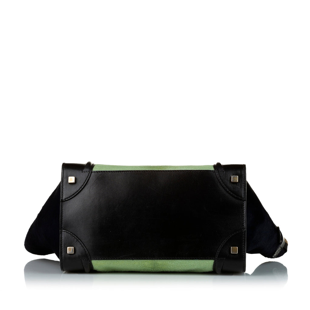 Green Celine Mini Luggage Bicolor Pony Hair Tote Bag