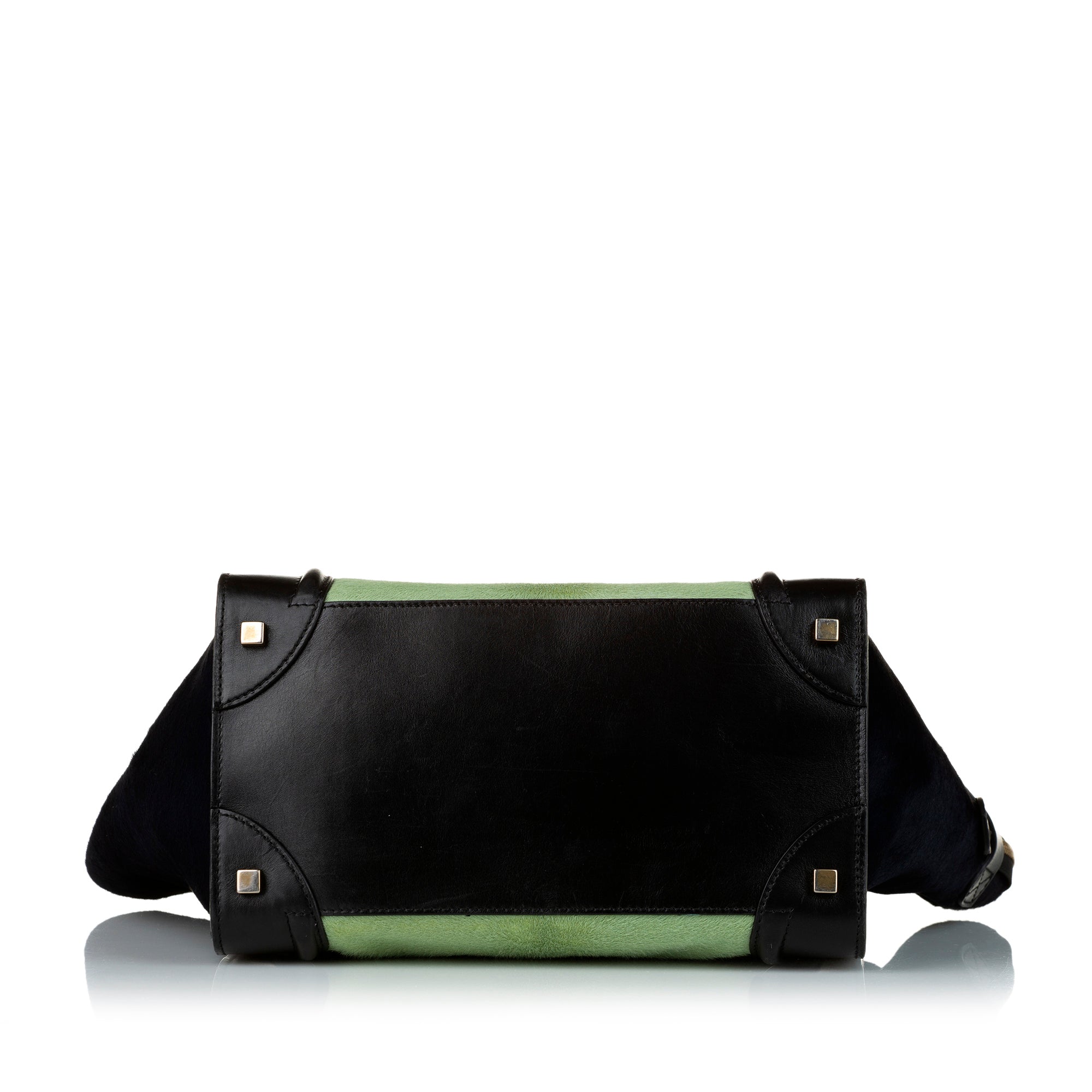 Green Celine Mini Luggage Bicolor Pony Hair Tote Bag
